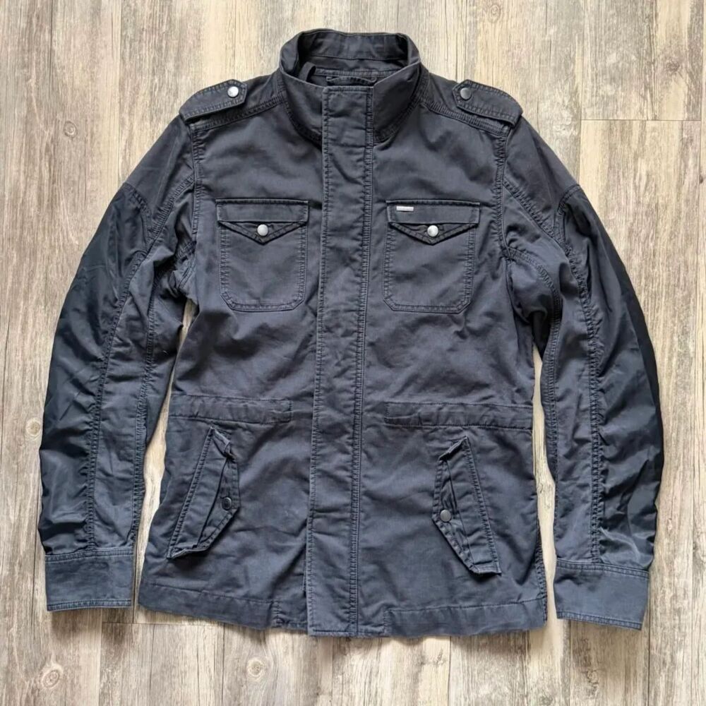 Diesel J-Niraw Men's Charcoal Gray Cotton Twill M65 Military Jacket Size Large